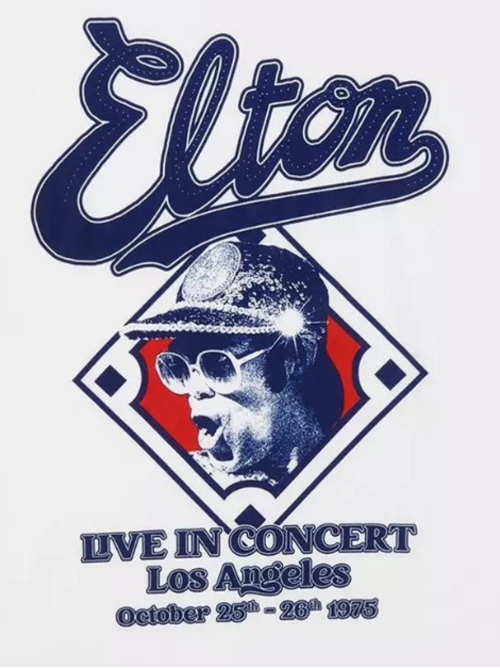Elton John Live In Los Angeles 1975 T-Shirt - Size Medium (Unisex)